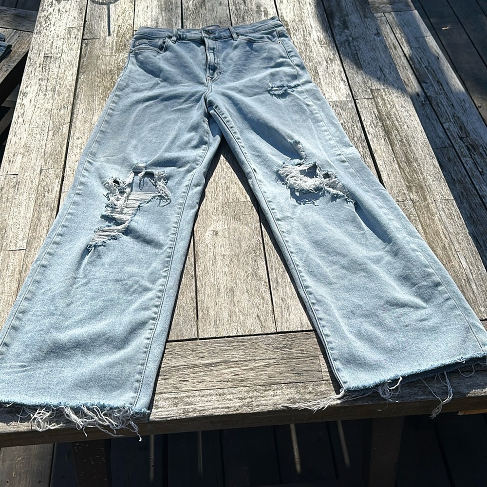 Altar’d state blue denim ripped wide leg jeans
